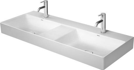 Umywalka DURAVIT DuraSquare wisząca podwójna prostokątny 1-otworowa bez przelewu z półką na baterię 1200 x 470 x 145 mm biały alpin zawór pionowy z ceramiczną osłoną w komplecie | 2353120041