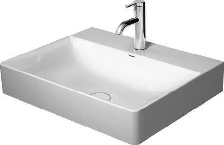 Umywalka DuraCeram DURAVIT DuraSquare meblowa szlifowana prostokątny z otworem bez przelewu z półką na baterię 600 x 470 x 145 mm biały alpin z powłoką WonderGliss | 23536000411
