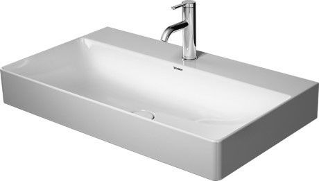 Umywalka DuraCeram DURAVIT DuraSquare meblowa glazurowana prostokątny bez otworu bez przelewu z półką na baterię, zawór pionowy 800 x 470 x 145 mm biały alpin | 2353800070