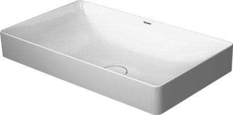 Umywalka DuraCeram DURAVIT DuraSquare nablatowa prostokątny bez otworu bez przelewu 600 x 345 x 140 mm biały alpin z powłoką WonderGliss w komplecie: zawór pionowy z ceramiczną osłoną, mocowanie | 23556000001