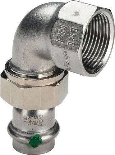 Dwuzłączka przejściowa 90° ze stali nierdzewnej uszczelnienie płaskie 22 mm x 1" GW Sanpress Inox 2355
