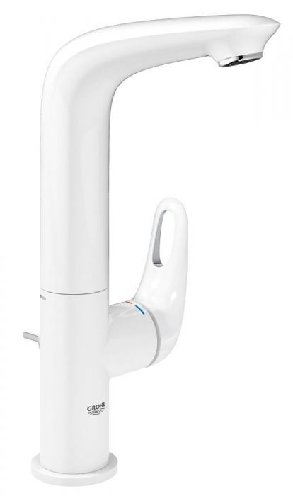 Bateria umywalkowa sztorcowa GROHE Eurostyle 1-uchwytowa 1-otworowa mosiężna DN 15 moon white/chrom z obrotową wylewką 360° | 23569LS3