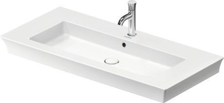 Umywalka ceramiczna DURAVIT White Tulip meblowa z otworem z przelewem z korkiem z półką na baterię 1055 x 490 x 155 mm biała bez powłoki | 2363100000