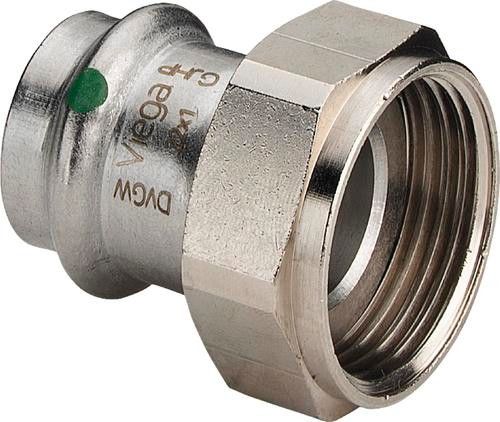 Dwuzłączka przyłączeniowa ze stali nierdzewnej z SC-Contur uszczelnienie płaskie 15 mm x 1/2" GW Sanpress Inox 2363