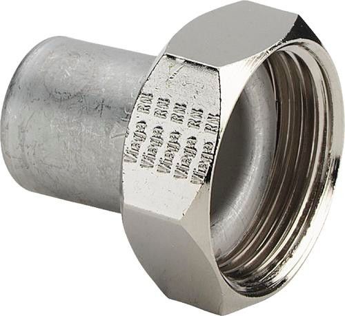 Dwuzłączka przyłączeniowa ze stali nierdzewnej końcówka wsuwana uszczelnienie płaskie 28 mm x 1" GW Sanpress Inox 2364