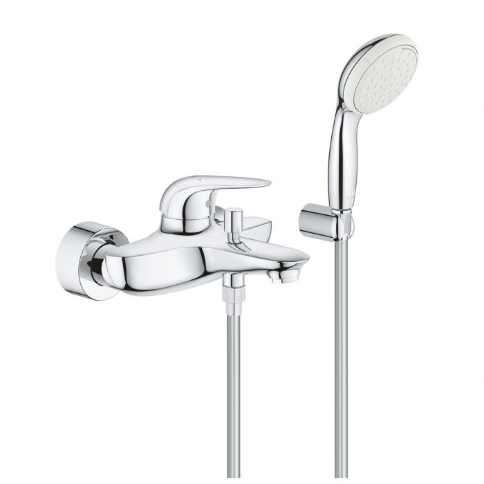 Bateria wannowa ścienna GROHE Eurostyle 1-uchwytowa 2-otworowa mosiężna chrom | 2372930A