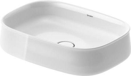 Umywalka ceramiczna DURAVIT ZENCHA stawiana na blacie bez otworu bez przelewu 550 x 390 x 140 mm biały alpin | 2373550079