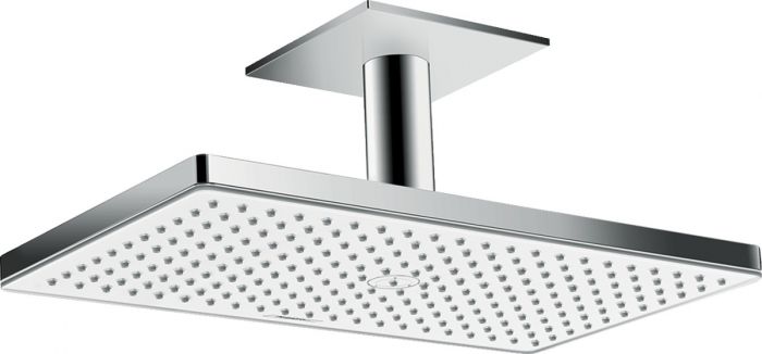 Głowica prysznicowa EcoSmart, strumień: Rain głowica 460 x 270 mm HANSGROHE Rainmaker Select z przyłączem sufitowym 100mm biała/chrom | 24012400