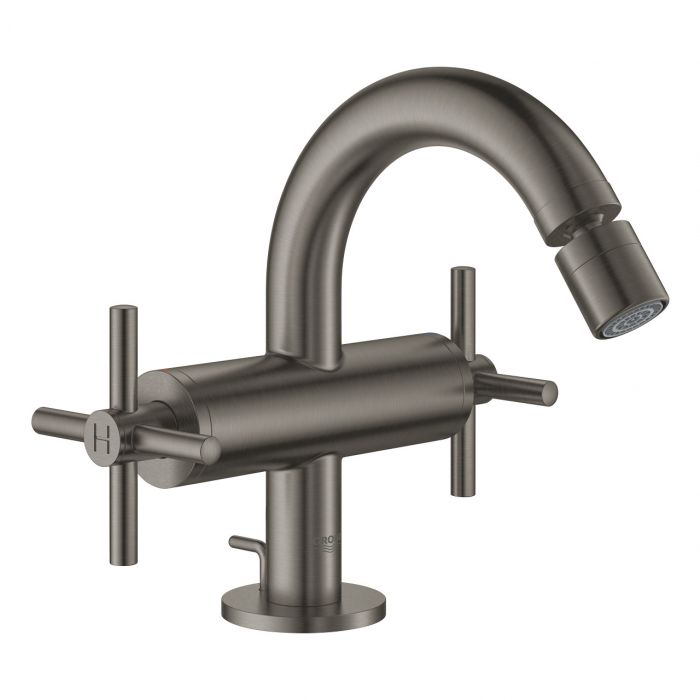 Bateria bidetowa stojąca GROHE Atrio 2-uchwytowa 1-otworowa mosiężna brushed hard graphite  | 24027AL3