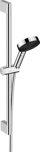 Zestaw prysznicowy 3jet HANSGROHE Pulsify Select 105 Relaxation chrom w komplecie: główka prysznicowa 105 mm, suwak, drążek prysznicowy 669 mm, wąż prysznicowy  | 24161000