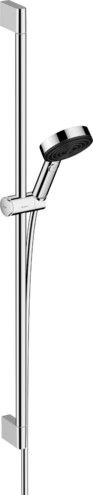 Zestaw prysznicowy 3jet HANSGROHE Pulsify Select 105 Relaxation chrom w komplecie: główka prysznicowa 105 mm, suwak, drążek prysznicowy 959 mm, wąż prysznicowy  | 24170000