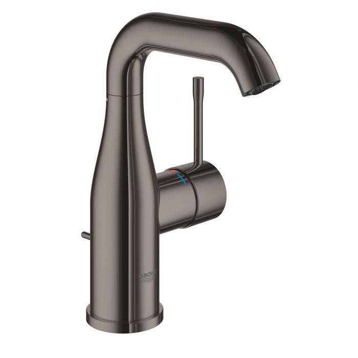 Bateria umywalkowa stojąca GROHE Essence New 1-uchwytowa 1-otworowa hard graphite obrotowa wylewka z perlatorem i ogranicznikiem obrotu giętkie węże przyłączeniowe | 24173A01
