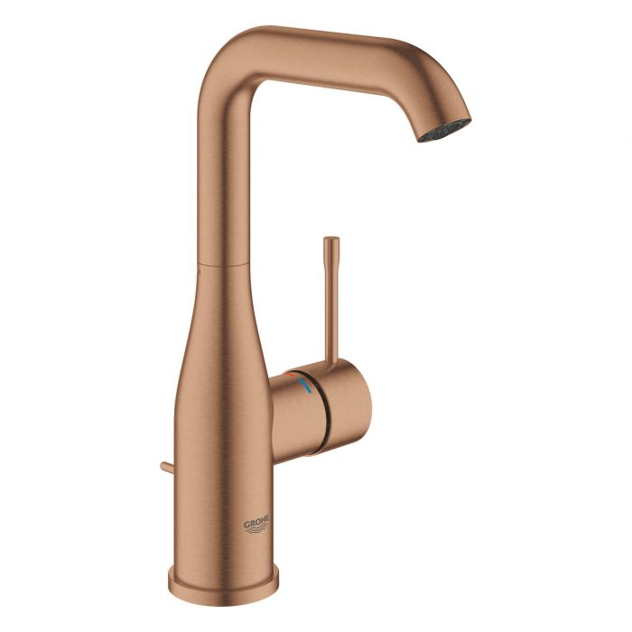 Bateria umywalkowa stojąca GROHE Essence 1-uchwytowa 1-otworowa brushed warm sunset z obrotową wylewką z perlatorem i ogranicznikiem obrotu giętkie węże przyłączeniowe | 24174DL1