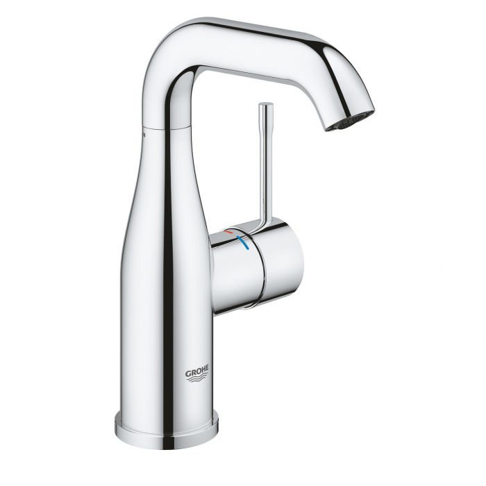 Bateria umywalkowa stojąca GROHE Essence New 1-uchwytowa 1-otworowa chrom obrotowa wylewka z perlatorem i ogranicznikiem obrotu giętkie węże przyłączeniowe | 24173001