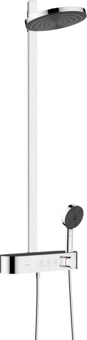 Zestaw prysznicowy 2jet HANSGROHE Pulsify S 260 chrom w składzie: głowica prysznicowa Pulsify 260 2jet, główka prysznicowa, bateria termostatyczna (ShowerTablet Select 400), drążek prysznicowy, wąż prysznicowy  | 24240000
