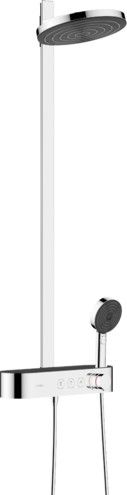 Zestaw prysznicowy 2jet HANSGROHE Pulsify S 260 EcoSmart ścienny chrom w komplecie: głowica Pulsify 260 2jet, główka prysznicowa, bateria termostatyczna CoolContact, termostat ShowerTablet Select 400, drążek prysznicowy, wąż prysznicowy, półka  | 24241000