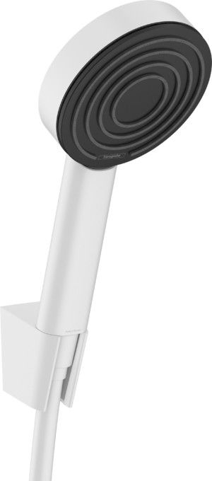 Zestaw prysznicowy 1jet HANSGROHE Pulsify S ścienny wielkość główki: d105 mm biały mat w komplecie: główka prysznicowa 105 mm, uchwyt prysznicowy, wąż prysznicowy | 24301700