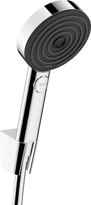 Zestaw prysznicowy 3jet HANSGROHE Pulsify Select S 105 chrom w komplecie: punktowa główka prysznicowa, uchwyt prysznicowy, wąż prysznicowy 1600 mm | 24303000