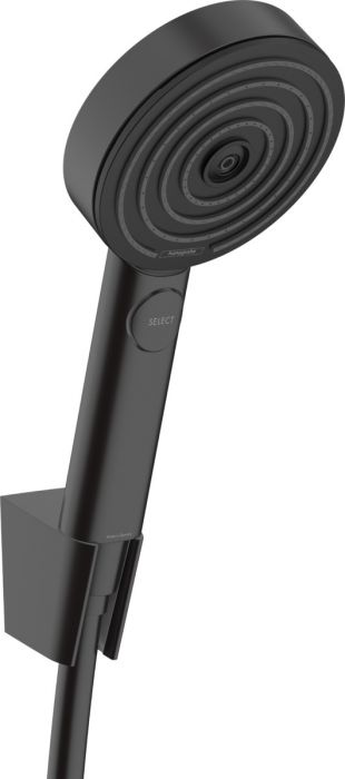 Zestaw prysznicowy 3jet HANSGROHE Pulsify Select S 105 czarny matowy w komplecie: punktowa główka prysznicowa, uchwyt prysznicowy, wąż prysznicowy 1600 mm  | 24303670