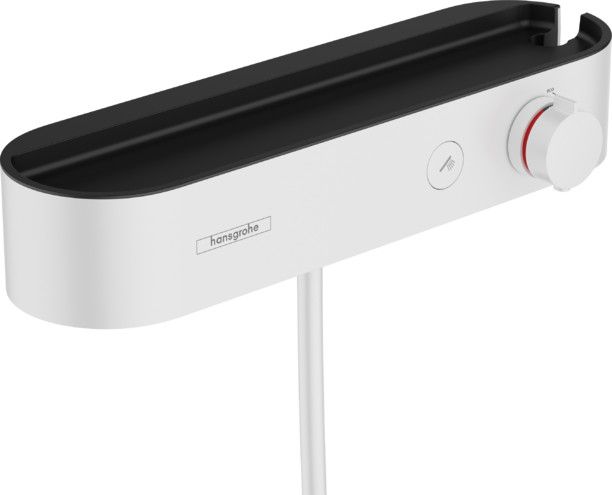 Bateria prysznicowa natynkowa termostatyczna HANSGROHE ShowerTablet Select 1-uchwytowa 2-otworowa może współpracować z przepływowymi podgrzewaczami wody biała mat | 24360700