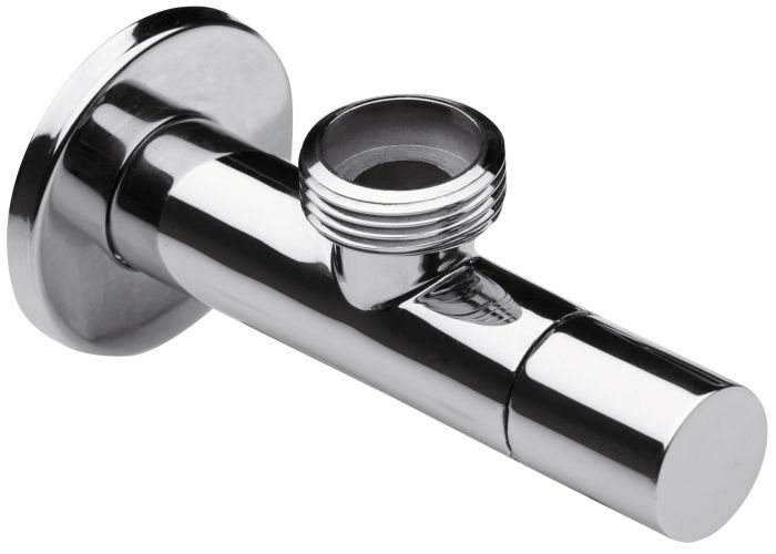 Zawór wodny przepływowy kątowy do baterii stojących 1/2" x 3/4" ARMATURA KRAKÓW chrom | 24414000