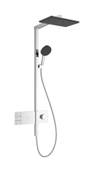 Komplet prysznicowy HANSGROHE Raindance Alive Q 210/340 2jet chrom EcoSmart z termostatem ShowerSelect Comfort składa się z: głowica prysznicowa, główka prysznicowa, suwak, bateria termostatyczna, wąż prysznicowy, drążek prysznicowy | 24591000