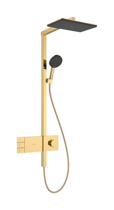 Komplet prysznicowy HANSGROHE Raindance Alive Q złoty optyczny polerowany 210/340 2jet EcoSmart z termostatem ShowerSelect Comfort składa się z: głowica prysznicowa, główka prysznicowa, suwak, bateria termostatyczna, wąż prysznicowy, drążek prysznicowy |