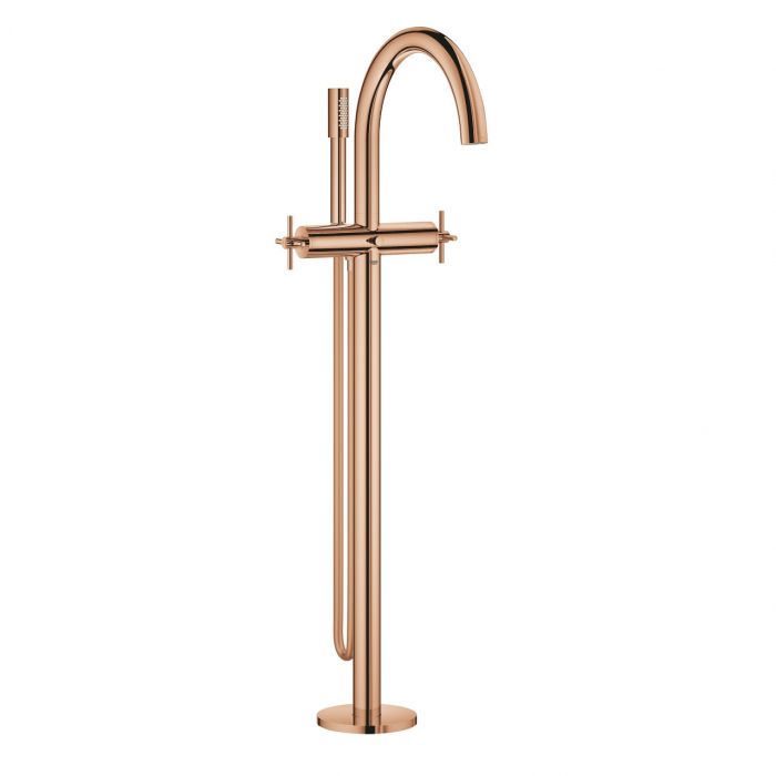 Bateria wannowa wolnostojąca do montażu gotowego z 45984001 GROHE Atrio 2-uchwytowa 1-otworowa mosiężna warm sunset z obrotową wylewką z perlatorem i ogranicznikiem obrotu  | 25044DA3