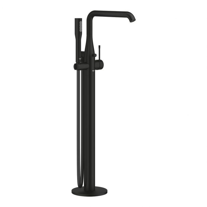 Bateria wannowa wolnostojąca, do montażu z elementem podtynkowym 45984001 GROHE Essence New 1-uchwytowa 1-otworowa phantom black z obrotową wylewką z perlatorem i ogranicznikiem obrotu | 25248KF1