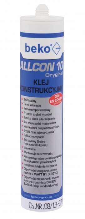 Klej konstrukcyjny Allcon 10 kartusz beżowy 0.31 l