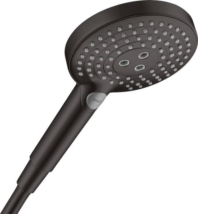 Główka prysznicowa 3-strumieniowa HANSGROHE Raindance Select S 120 3jet okrągły średnica: 125 mm czarna matowa  | 26014670