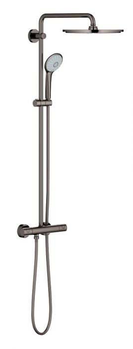 System prysznicowy ścienny z termostatem GROHE Euphoria XXL System 310 hard graphite w zestawie: bateria termostatyczna, deszczownica o średnicy 310 mm, ramię prysznica, słuchawka prysznicowa z drążkiem i wężem 1750 mm  | 26075A00