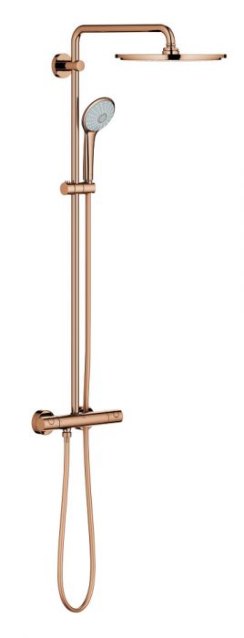 System prysznicowy ścienny z termostatem GROHE Euphoria XXL System 310 warm sunset w zestawie: bateria termostatyczna, deszczownica o średnicy 310 mm, ramię prysznica, słuchawka prysznicowa z drążkiem i wężem 1750 mm  | 26075DA0