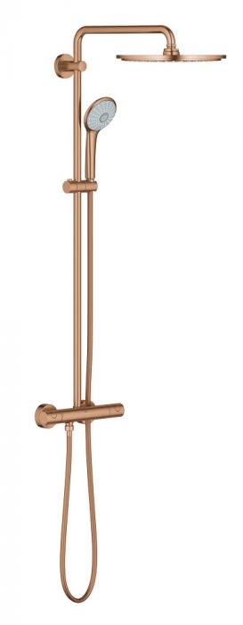 System prysznicowy ścienny z termostatem GROHE Euphoria XXL System 310 brushed warm sunset w zestawie: bateria termostatyczna, deszczownica o średnicy 310 mm, ramię prysznica, słuchawka prysznicowa z drążkiem i wężem 1750 mm | 26075DL0