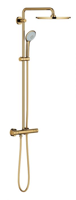 System prysznicowy ścienny z termostatem GROHE Euphoria XXL System 310 cool sunrise w zestawie: bateria termostatyczna, deszczownica o średnicy 310 mm, ramię prysznica, słuchawka prysznicowa z drążkiem i wężem 1750 mm | 26075GL0