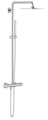 System prysznicowy ścienny GROHE Euphoria System metalowy chrom z termostatem zawiera: Euphoria Cube Stick prysznic ręczny 27698000, z regulacją za pomocą przesuwnego, uchwytu prysznicowego 12140000, Silverflex wąż prysznicowy 1750 mm 28388000 | 26187000