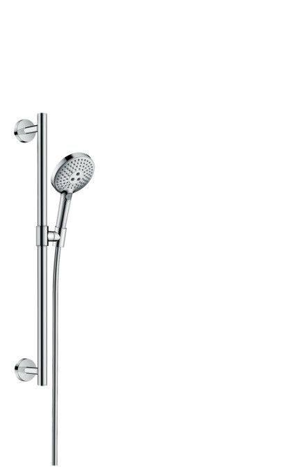 Zestaw prysznicowy 120/Unica Comfort 0,90 m HANSGROHE Raindance Select S mosiądz biały/chrom 3 rodzaje strumienia: Rain, RainAir, WhirlAir zawiera: drążek prysznicowy 650 mm, wąż prysznicowy 1600 mm | 26322400