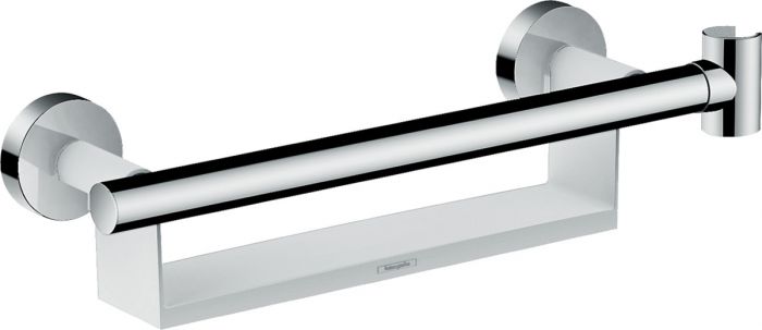 Drążek prysznicowy ścienny HANSGROHE Comfort z półką i uchwytem 395x52 mm chrom/biały | 26328400