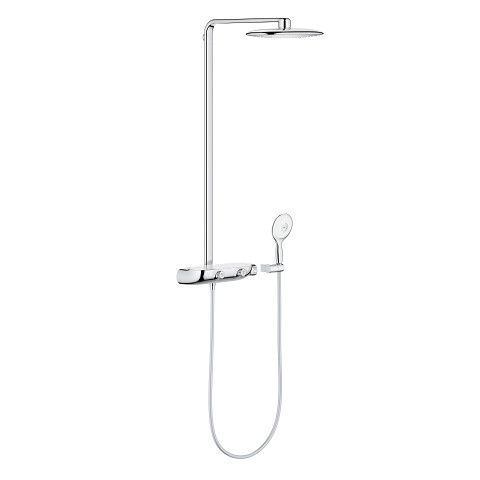 System prysznicowy ścienny GROHE Rainshower System SmartControl 360 Mono metalowy chrom z termostatem zawiera: baterie termostatyczną, deszczownicę, stylową słuchawkę, akrylową mydelniczkęa oraz wąż prysznicowy | 26361000
