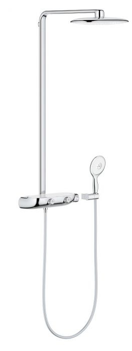 System prysznicowy z termostatem do montażu ściennego GROHE Rainshower System SmartControl 360 Duo mosiądz deszczownica Ø220 mm, wąż 1750 mm moon white EcoJoy | 26361LS0