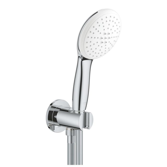 Zestaw prysznicowy GROHE Tempesta 110 chrom słuchawka prysznicowa Tempesta (26 161), kolanko przyłączeniowe z uchwytem prysznicowym (28 679 000), gwint, zabezpieczenie przed przepływem zwrotnym, wąż prysznicowy Relexaflex 1500 mm (28 151) | 26406003