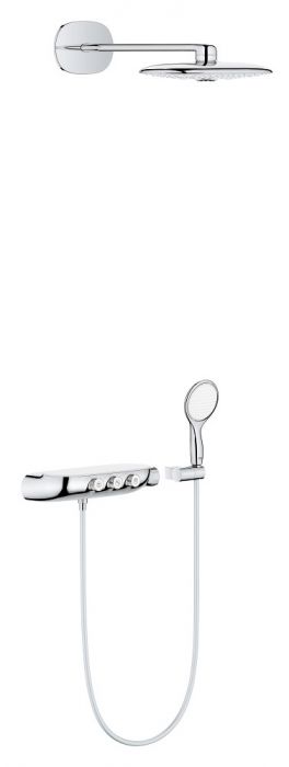 Zestaw prysznicowy podtynkowy z termostatem, ścienny GROHE Rainshower System SmartControl 360 Duo mosiądz deszczownica Ø 360 mm, ramię 450 mm chrom | 26443000