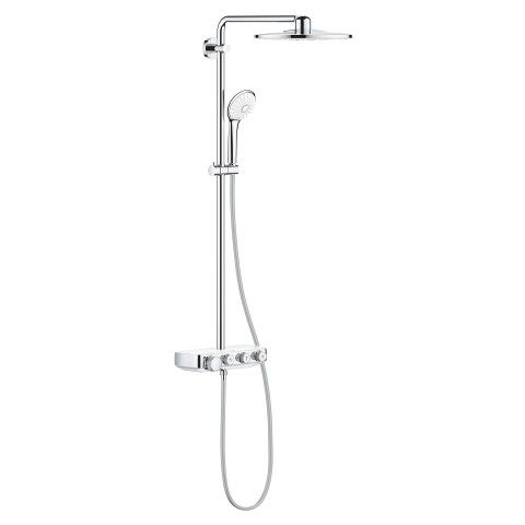 System prysznicowy ścienny GROHE Euphoria SmartControl System 310 Duo mosiężny wąż: 1750 mm moon white z termostatem zawiera: deszczownica, ramię prysznicowe 450 mm, słuchawka prysznicowa, wąż prysznicowy 1750 mm | 26507LS0