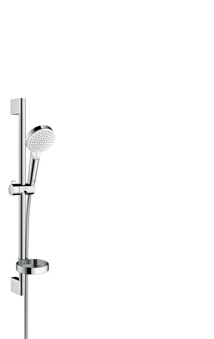 Zestaw prysznicowy HANSGROHE Crometta biały/chrom w komplecie: główka prysznicowa, drążek prysznicowy, wąż prysznicowy, suwak, mydelniczka | 26553400