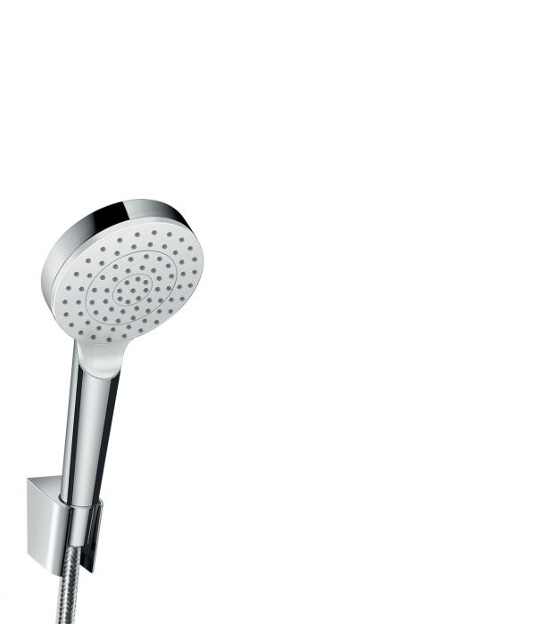 Zestaw prysznicowy punktowy HANSGROHE Crometta biały/chrom w komplecie: główka prysznicowa, uchwyt prysznicowy, wąż prysznicowy | 26567400