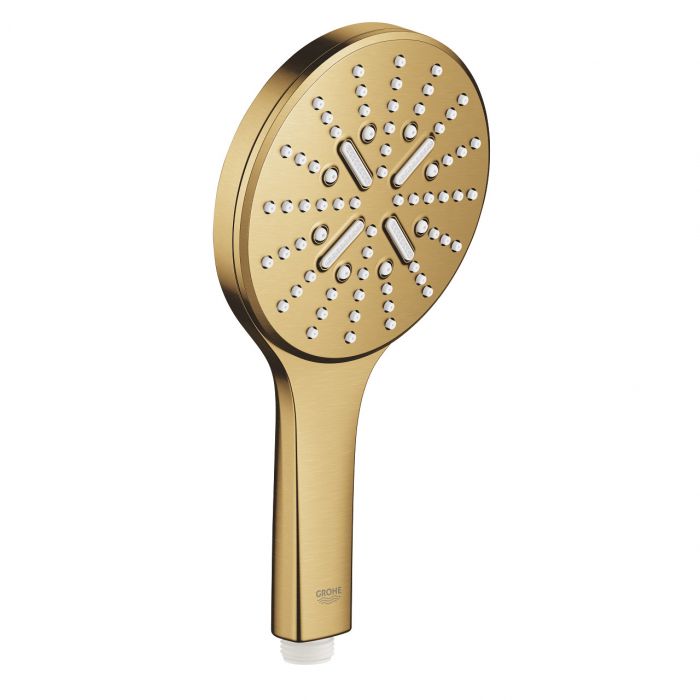 Rainshower SmartActive 130 prysznic ręczny 3-strumieniowy strumień Rain i Jet z funckją DripStop oraz ActiveMassage nadaje się do podgrzewaczy przepływowych brushed cool sunrise EcoJoy,  DreamSpray, SmartTip, RainStart, SpeedClean