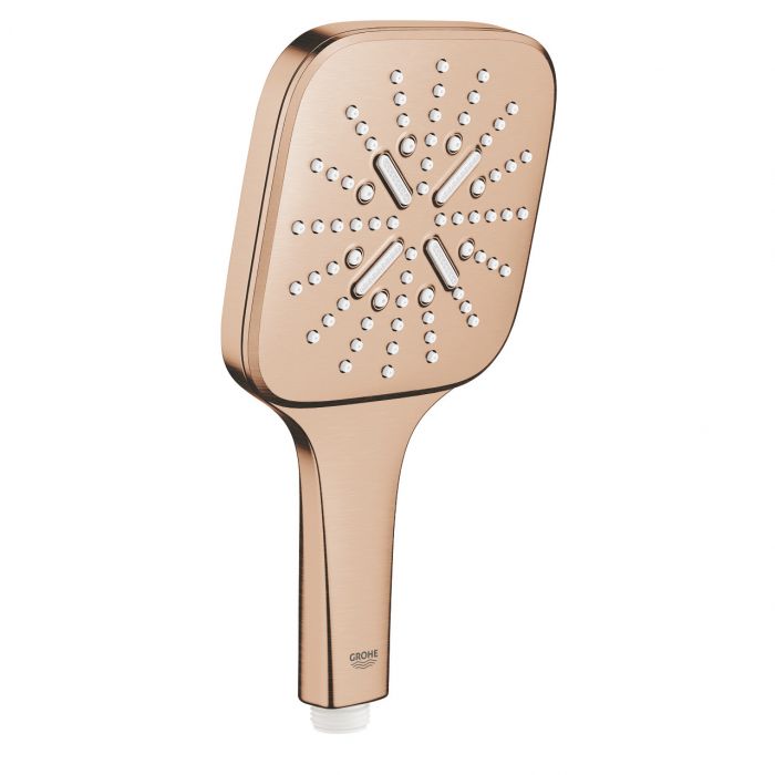 Prysznic ręczny 3-strumieniowy GROHE Rainshower SmartActive 130 Cube 130 x 130 mm brushed warm sunset | 26582DL0