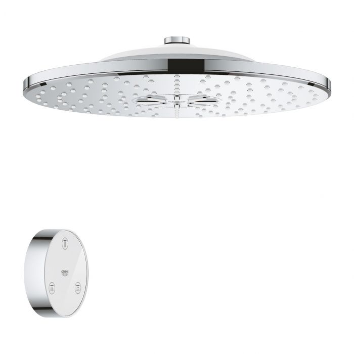 Deszczownica 2-strumieniowa (PureRain, ActiveRain) GROHE Rainshower SmartConnect 310 z bezprzewodowym pilotem do zmiany rodzajów strumieni, możliwość zaprogramowania domyślnego rodzaju natrysku chrom | 26641000