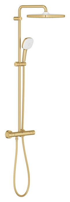 Zestaw prysznicowy GROHE TEMPESTA CUBE 250 Brushed Cool Sunrise z termostatem do montażu ściennego  | 26689GN1