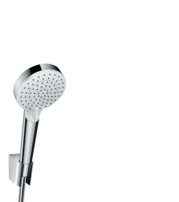 Zestaw prysznicowy punktowy HANSGROHE Crometta biały/chrom w komplecie: główka prysznicowa, uchwyt prysznicowy, wąż prysznicowy | 26693400